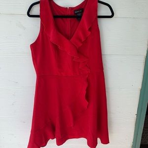Red faux wrap dress